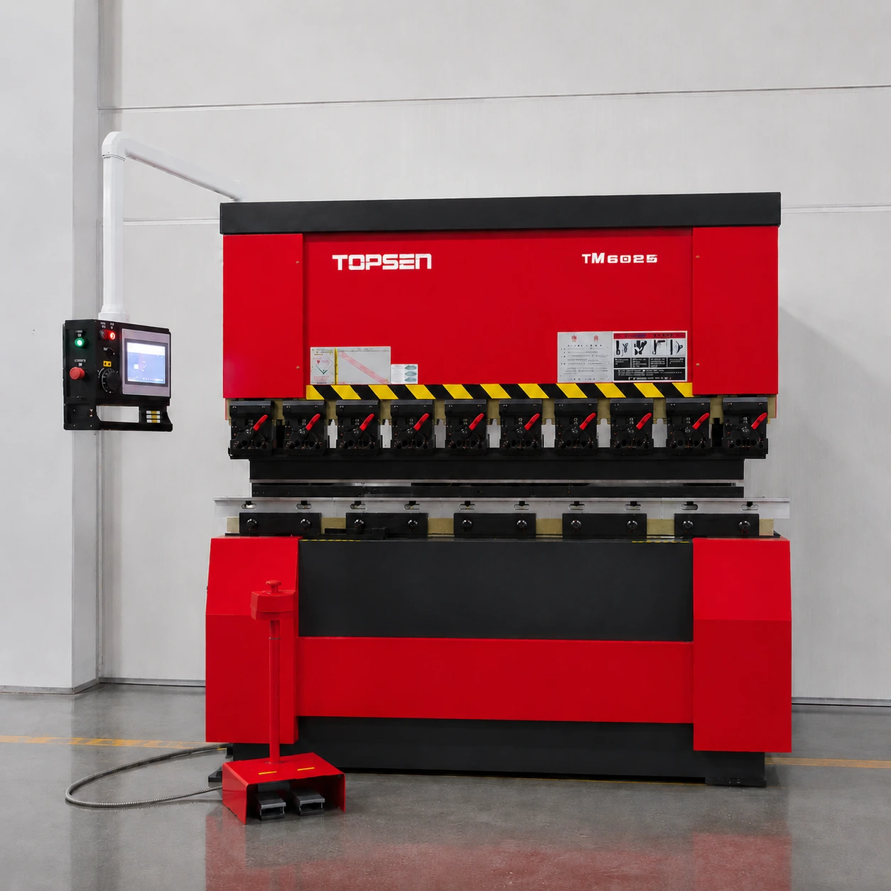 CNC press brake detail — bending beam and backgauge system at WERIX factory