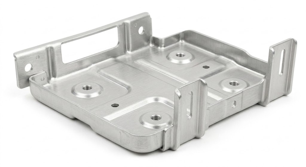 Automotive stamped bracket — zinc plated metal part for EV battery tray